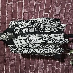 Live for Truth Black & White Graffiti Balloon Sleeve Blouse Size Med